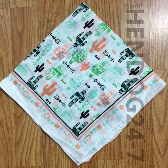 GREEN CACTUS BANDANA SCARVE ONE SIZE - Picture 4 of 4